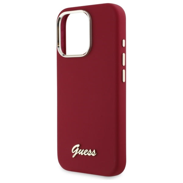 Hoes voor Apple iPhone 16 Pro, Guess, Script Metal Logo, Roze