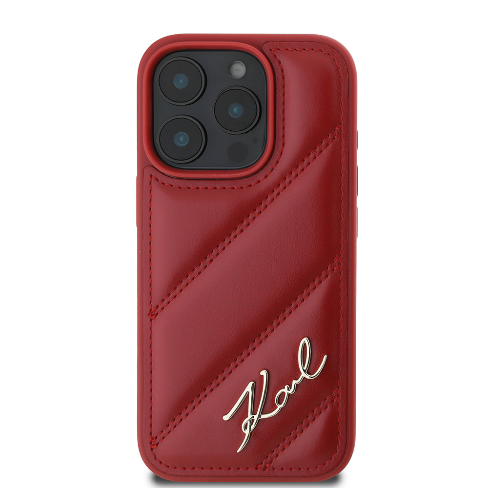Hoes voor Apple iPhone 16 Pro, Karl Lagerfeld, Diagonal Quilted Script, Roze
