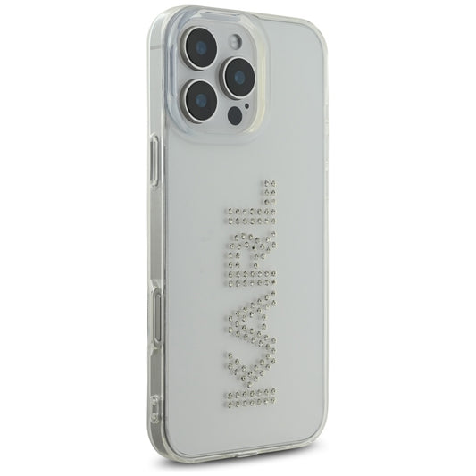 Hoes voor Apple iPhone 16 Pro, Karl Lagerfeld, IML Rhinestones Transparant Logo, Transparant