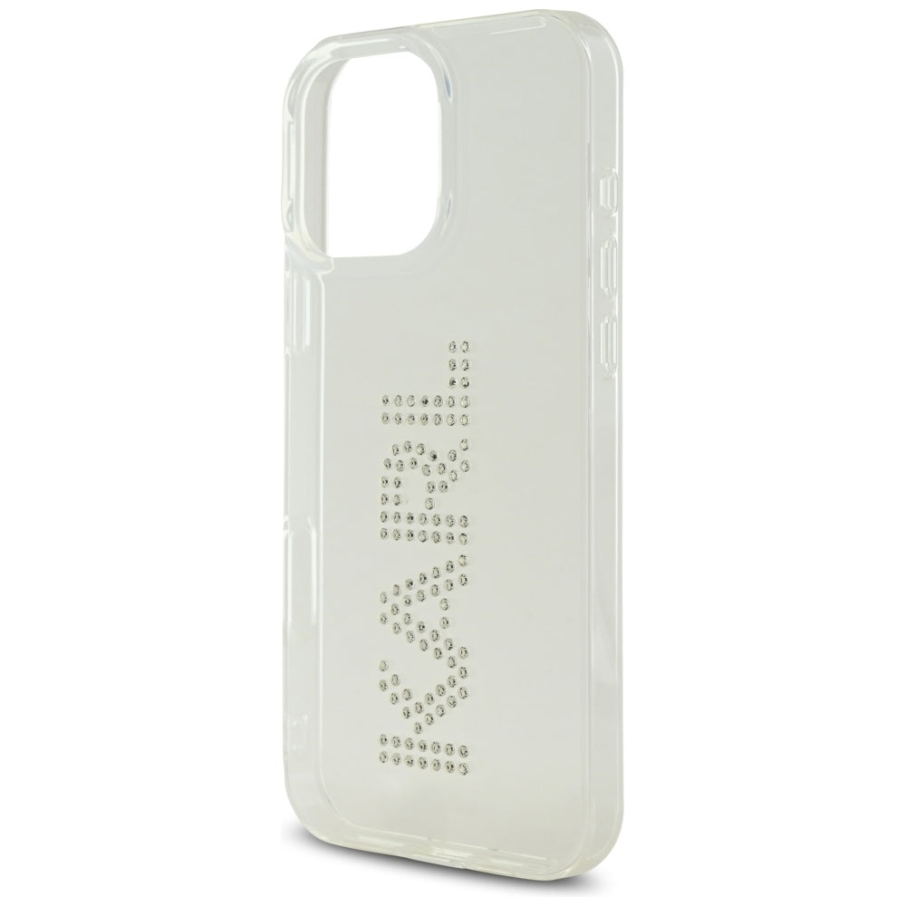 Hoes voor Apple iPhone 16 Pro, Karl Lagerfeld, IML Rhinestones Transparant Logo, Transparant