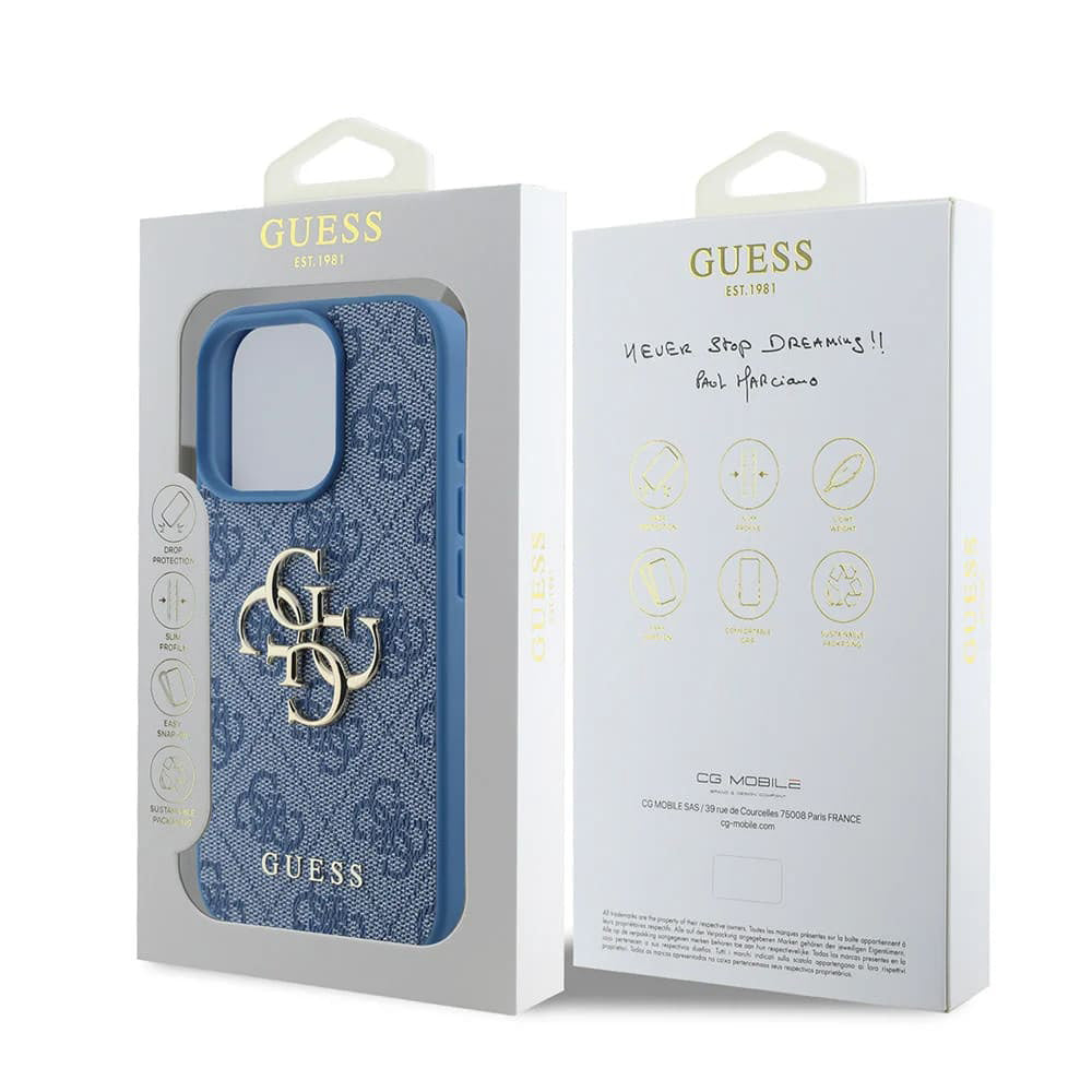Hoes voor Apple iPhone 16 Pro Max, Guess, 4G Big Logo, Blauw