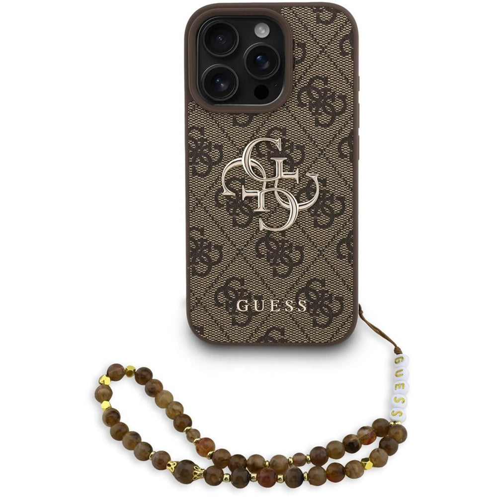 Hoes voor Apple iPhone 16 Pro Max, Guess, 4G Classic Logo met Band, Bruin