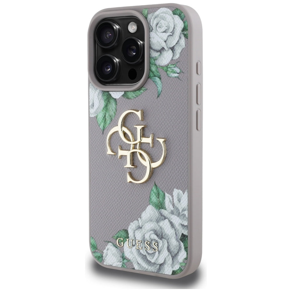 Hoes voor Apple iPhone 16 Pro Max, Guess, 4G Grained Roses Big Logo, Paars