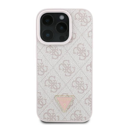 Hoes voor Apple iPhone 16 Pro Max, Guess, Crossbody 4G Triangle Strass, Roze