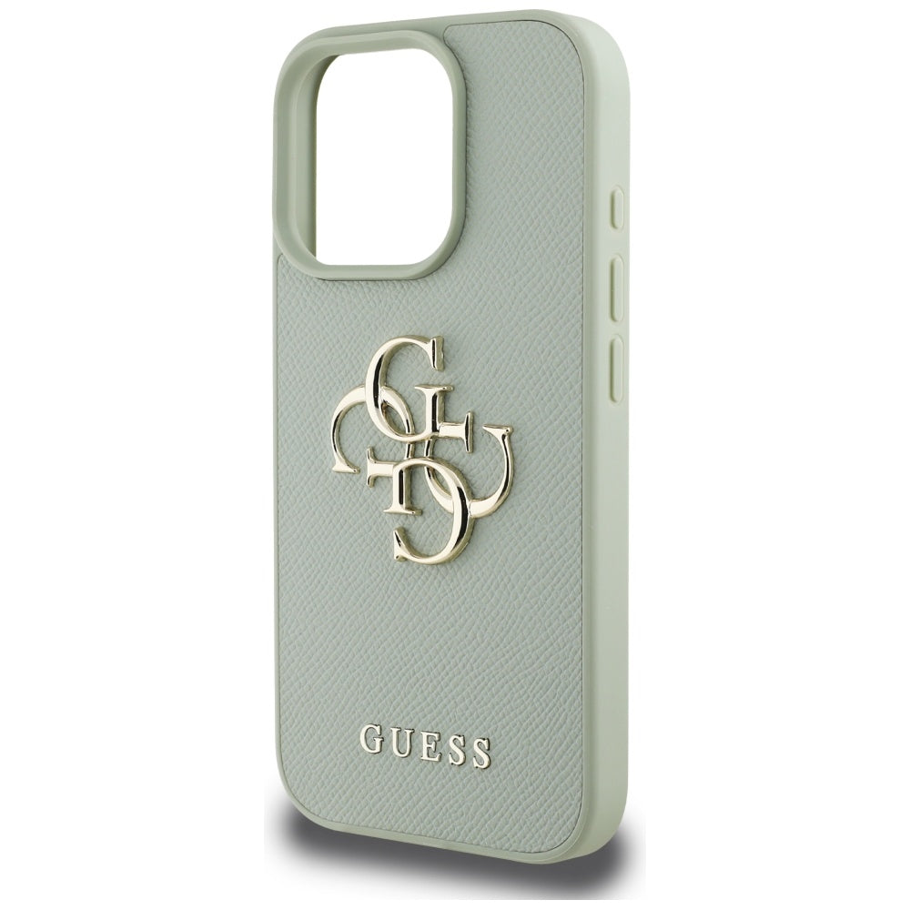 Case for Apple iPhone 16 Pro Max, Guess, Grained Big 4G Logo Small Classic Logo, Green