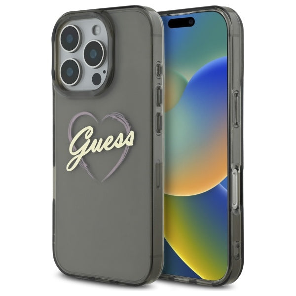Hoesje voor Apple iPhone 16 Pro Max, Guess, IML Heart, Zwart