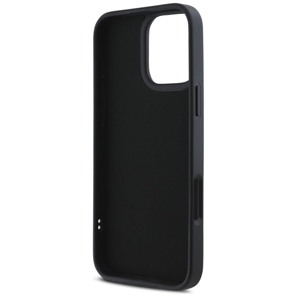 Hoes voor Apple iPhone 16 Pro Max, Karl Lagerfeld, 3D Rubber Elongated Glitter Logo, Zwart