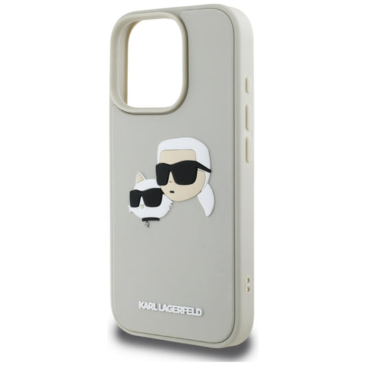 Hoes voor Apple iPhone 16 Pro Max, Karl Lagerfeld, 3D Rubber Karl & Choupette, Beige
