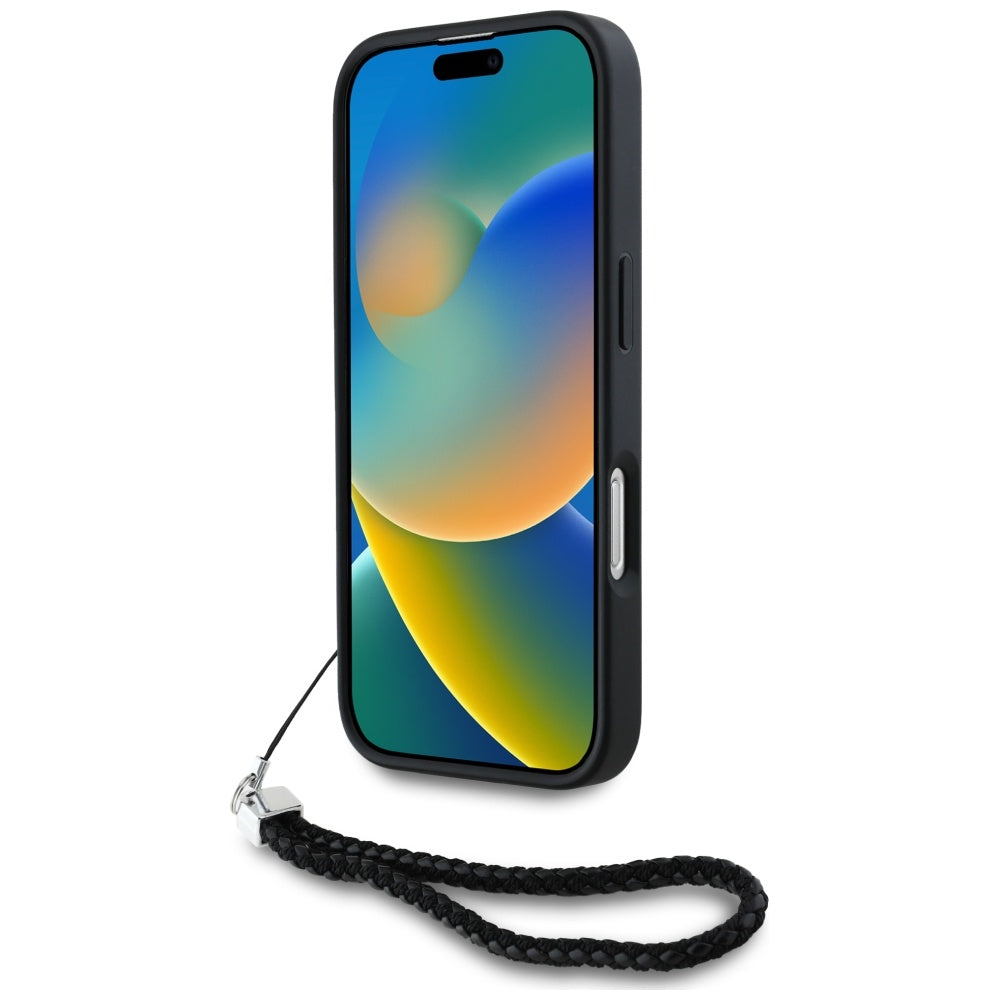 Hoes voor Apple iPhone 16 Pro Max, Karl Lagerfeld, Quilted Initial Logo & Chain Strap, Zwart