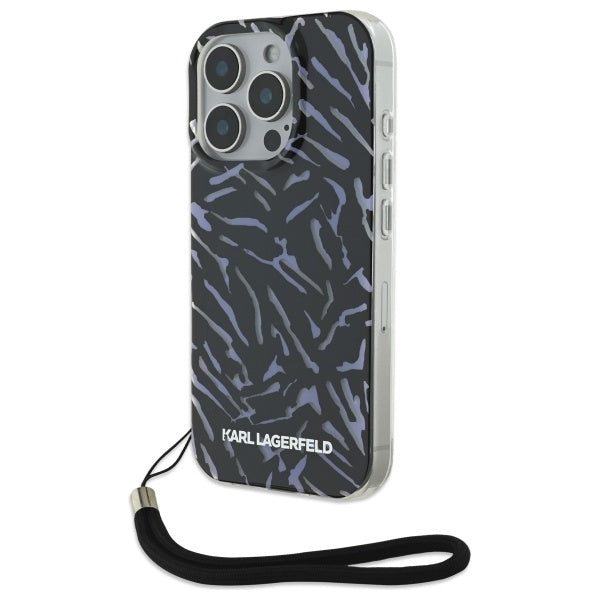 Hoes voor Apple iPhone 16 Pro Max, Karl Lagerfeld, Zebra met Koordriem, Paars