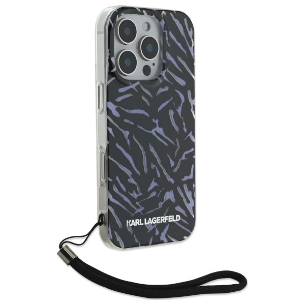 Hoes voor Apple iPhone 16 Pro Max, Karl Lagerfeld, Zebra met Koordriem, Paars