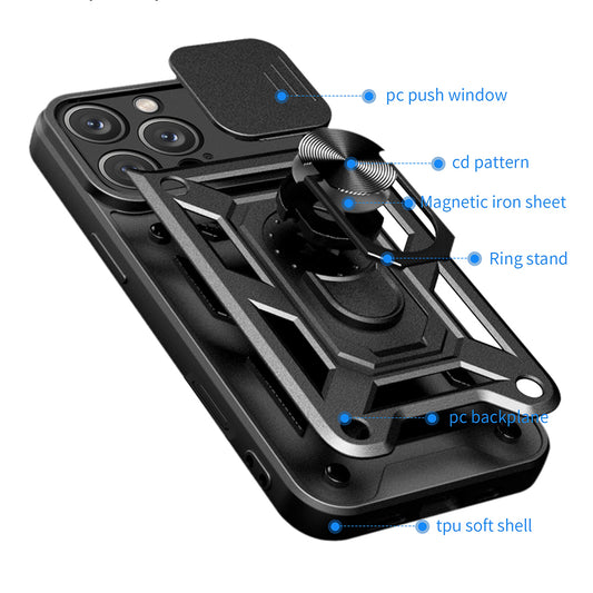 Hoes voor Apple iPhone 16 Pro Max, Techsuit, CamShield, Zwart