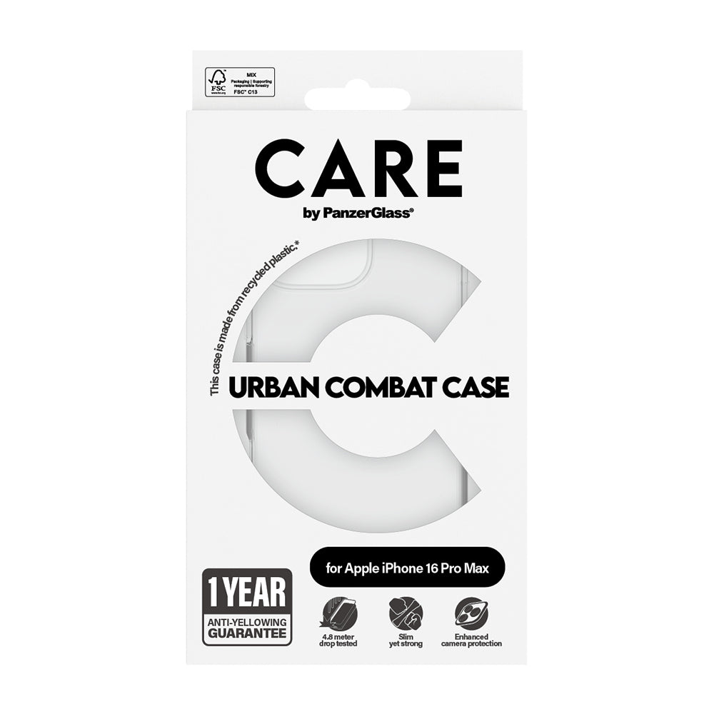 Hoes voor Apple iPhone 16 Pro, PanzerGlass, Care Urban Combat, Transparant
