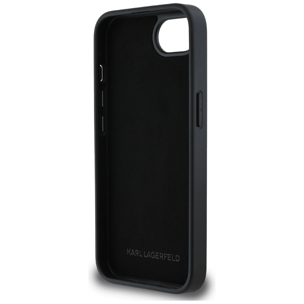 Hoes voor Apple iPhone 17e / 16e, Karl Lagerfeld, Glitter Fixed Karl & Choupette's Heads, Zwart