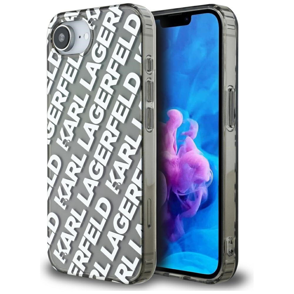 Hoes voor Apple iPhone 17e / 16e, Karl Lagerfeld, IML Luxury Silver Fullover Logo, Zilverkleurig
