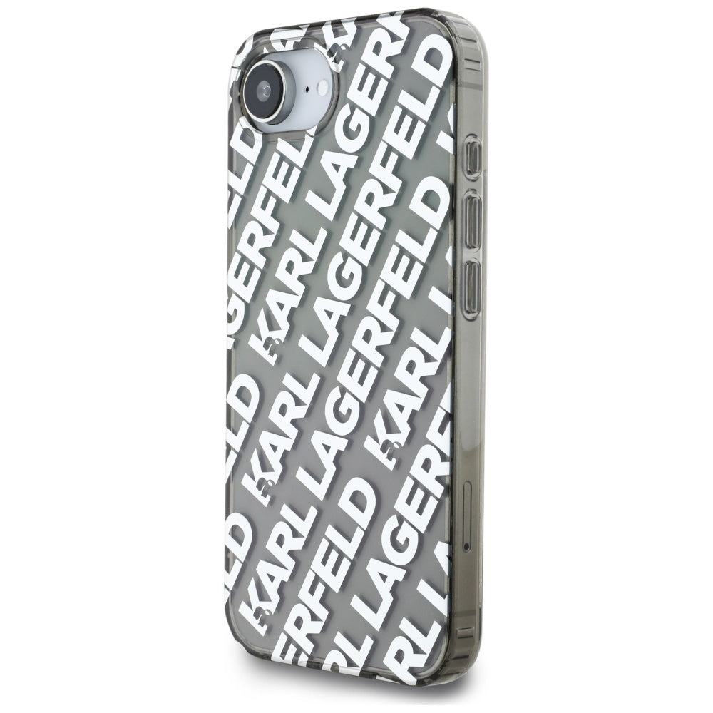 Hoes voor Apple iPhone 17e / 16e, Karl Lagerfeld, IML Luxury Silver Fullover Logo, Zilverkleurig