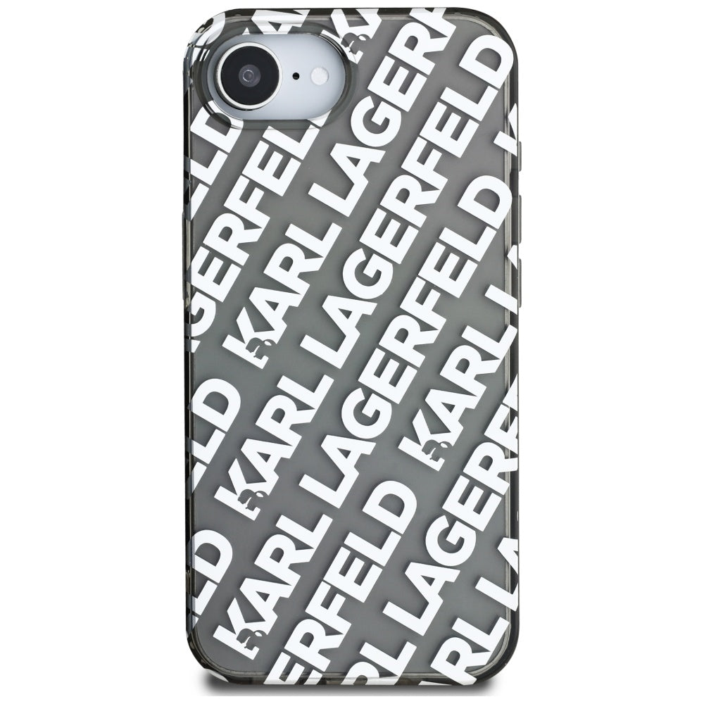 Hoes voor Apple iPhone 17e / 16e, Karl Lagerfeld, IML Luxury Silver Fullover Logo, Zilverkleurig