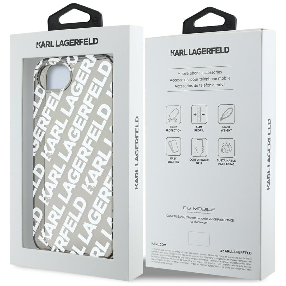 Hoes voor Apple iPhone 17e / 16e, Karl Lagerfeld, IML Luxury Silver Fullover Logo, Zilverkleurig