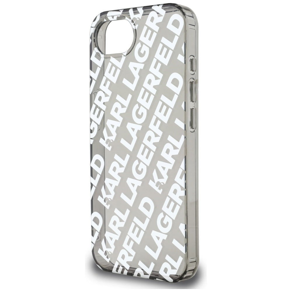 Hoes voor Apple iPhone 17e / 16e, Karl Lagerfeld, IML Luxury Silver Fullover Logo, Zilverkleurig