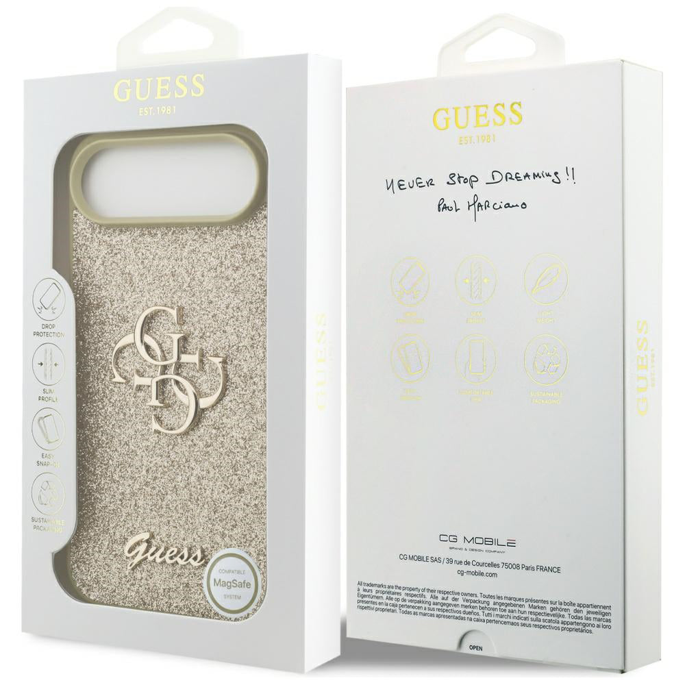 Hoes voor Apple iPhone 17 Air, Guess, Fixed Glitter Big 4G, Goudkleurig
