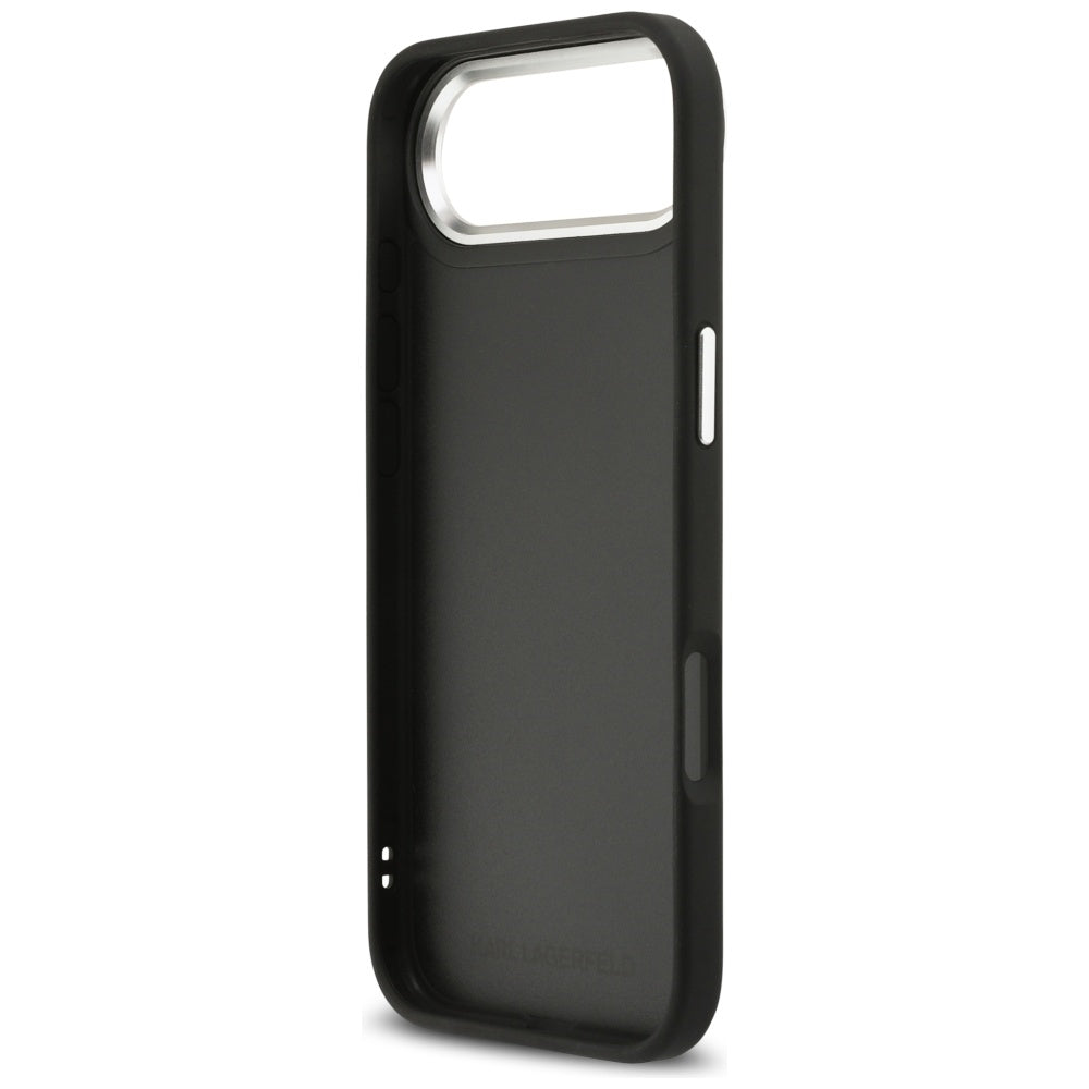 Hoes voor Apple iPhone 17 Air, Karl Lagerfeld, Grained Karl & Choupette's Heads Pins and Logo, Zwart