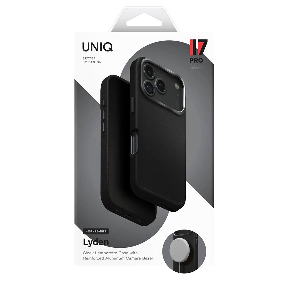 Hoes voor Apple iPhone 17 Air, UNIQ, Lyden Leatherette, Zwart