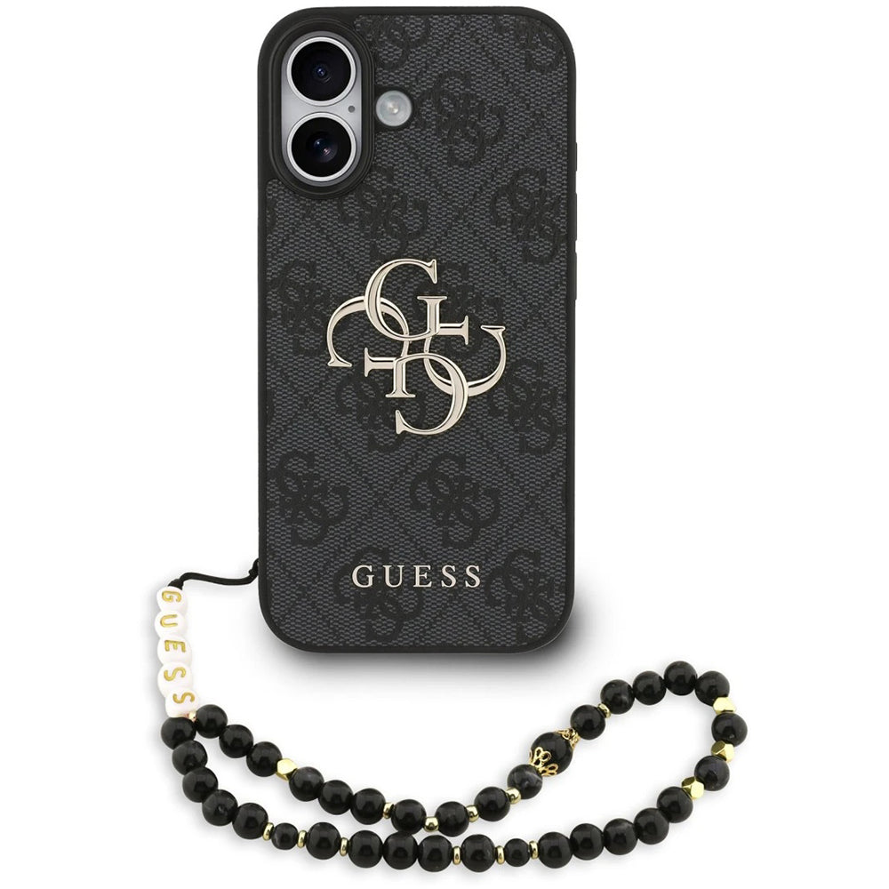 Case for Apple iPhone 17, Guess, 4G Classic Logo with Strap, Black