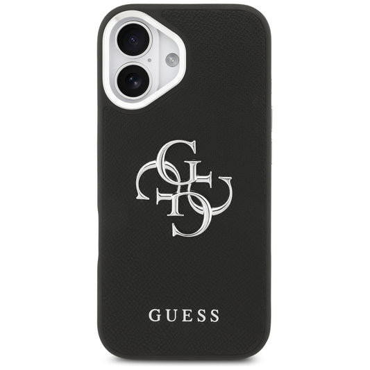 Hoes voor Apple iPhone 17, Guess, 4G Grained Big and Classic Logo, Zwart Zilver