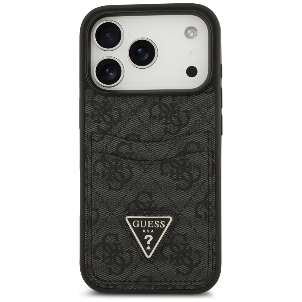 Hoes voor Apple iPhone 17 Pro, Guess, 4G Double Card Triangle, Zwart