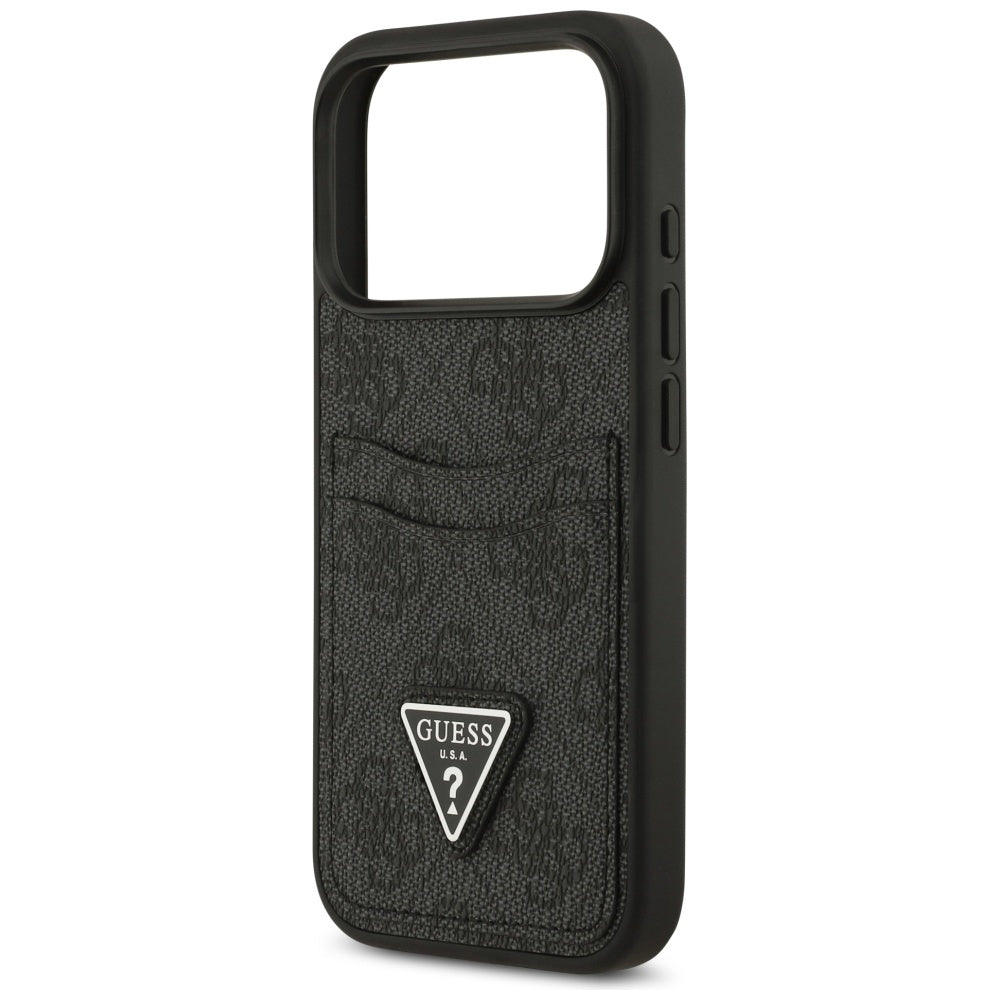Hoes voor Apple iPhone 17 Pro, Guess, 4G Double Card Triangle, Zwart