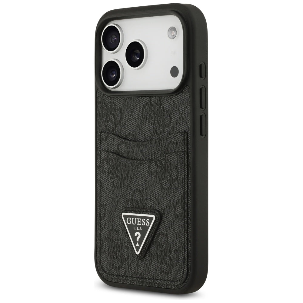 Hoes voor Apple iPhone 17 Pro, Guess, 4G Double Card Triangle, Zwart
