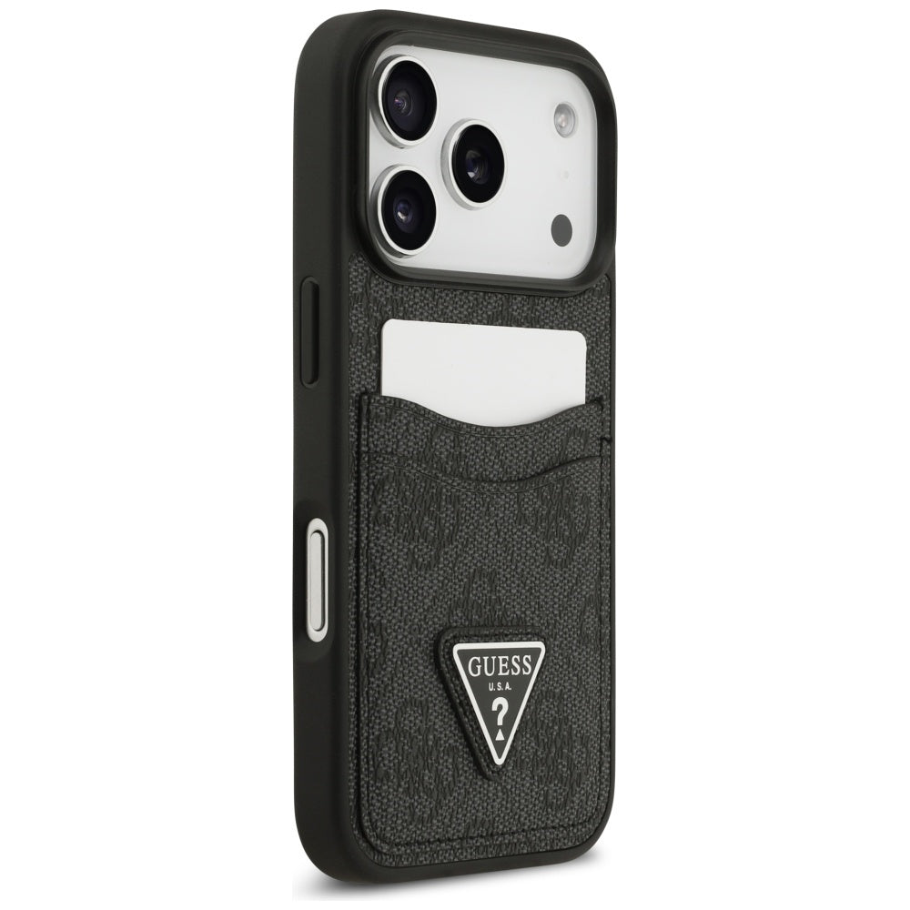Hoes voor Apple iPhone 17 Pro, Guess, 4G Double Card Triangle, Zwart