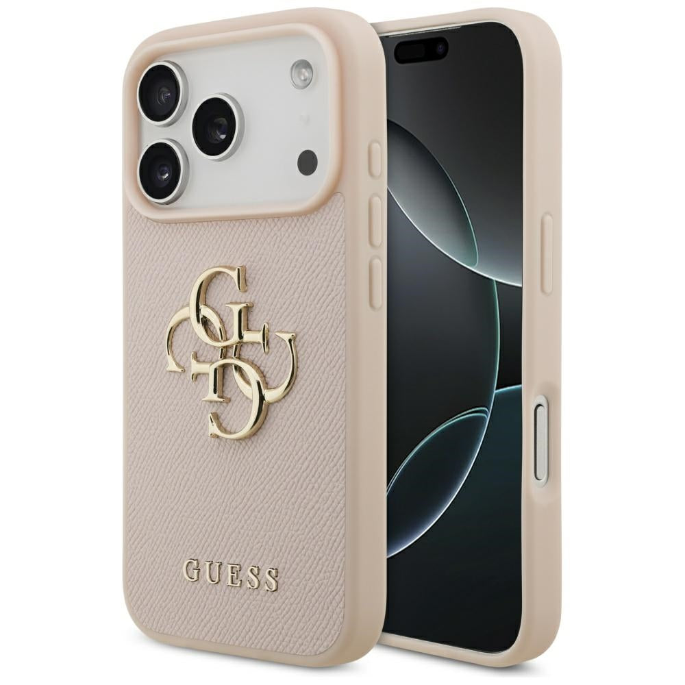 Hoes voor Apple iPhone 17 Pro, Guess, 4G Grained Big and Classic Logo, Roze