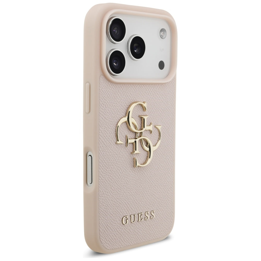 Hoes voor Apple iPhone 17 Pro, Guess, 4G Grained Big and Classic Logo, Roze
