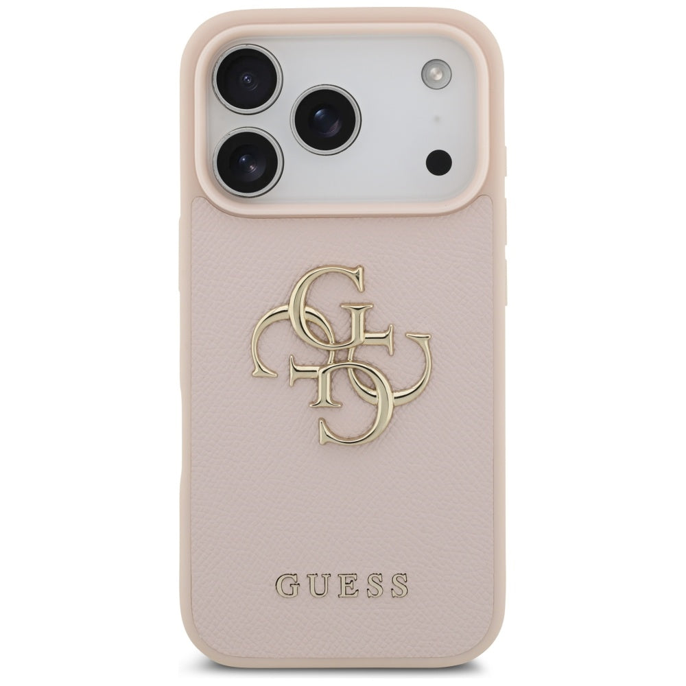 Hoes voor Apple iPhone 17 Pro, Guess, 4G Grained Big and Classic Logo, Roze