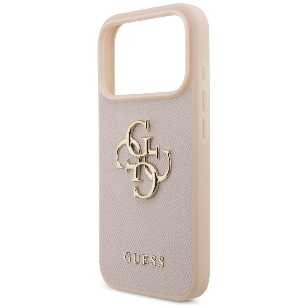 Hoes voor Apple iPhone 17 Pro, Guess, 4G Grained Big and Classic Logo, Roze