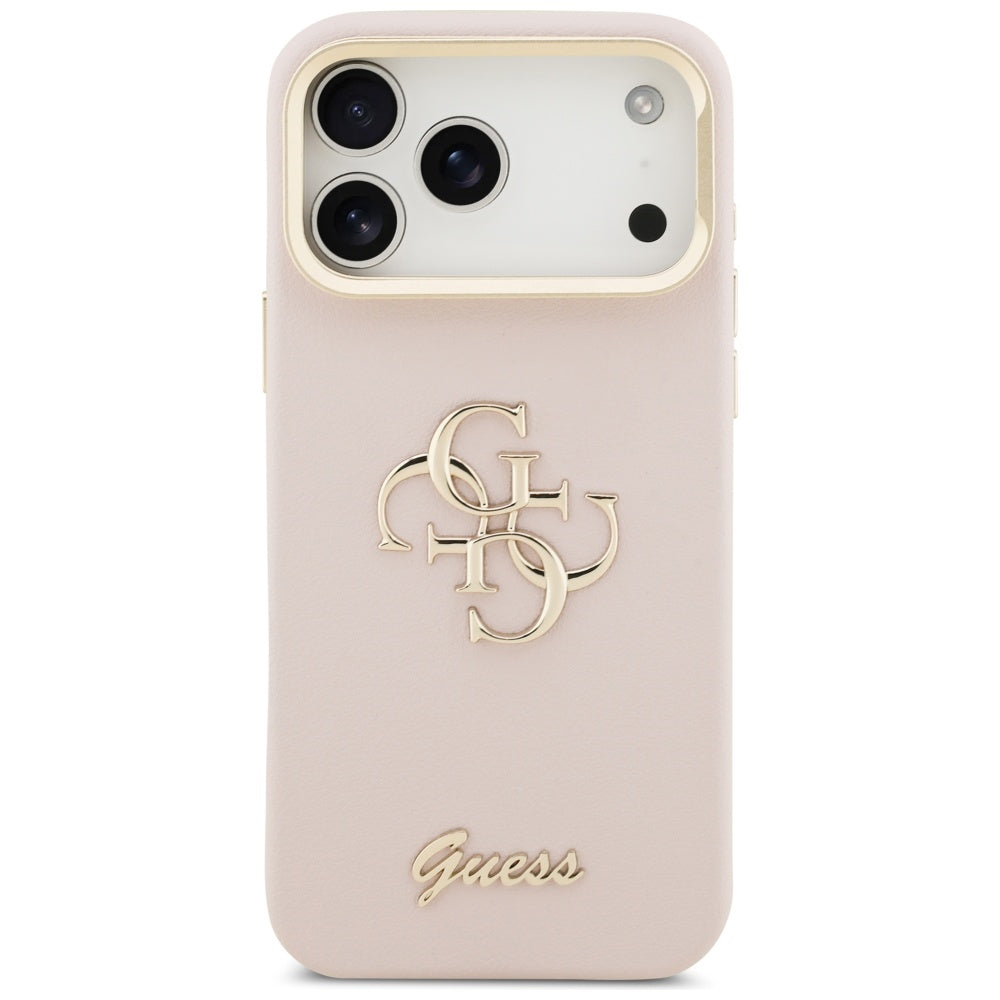 Hoes voor Apple iPhone 17 Pro, Guess, Grained Big 4G Stand Camera, Roze