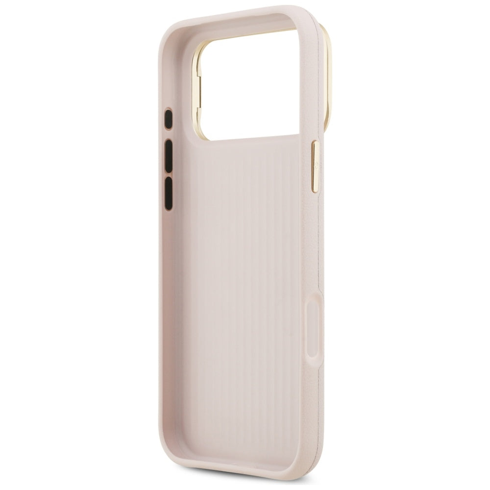 Hoes voor Apple iPhone 17 Pro, Guess, Grained Big 4G Stand Camera, Roze
