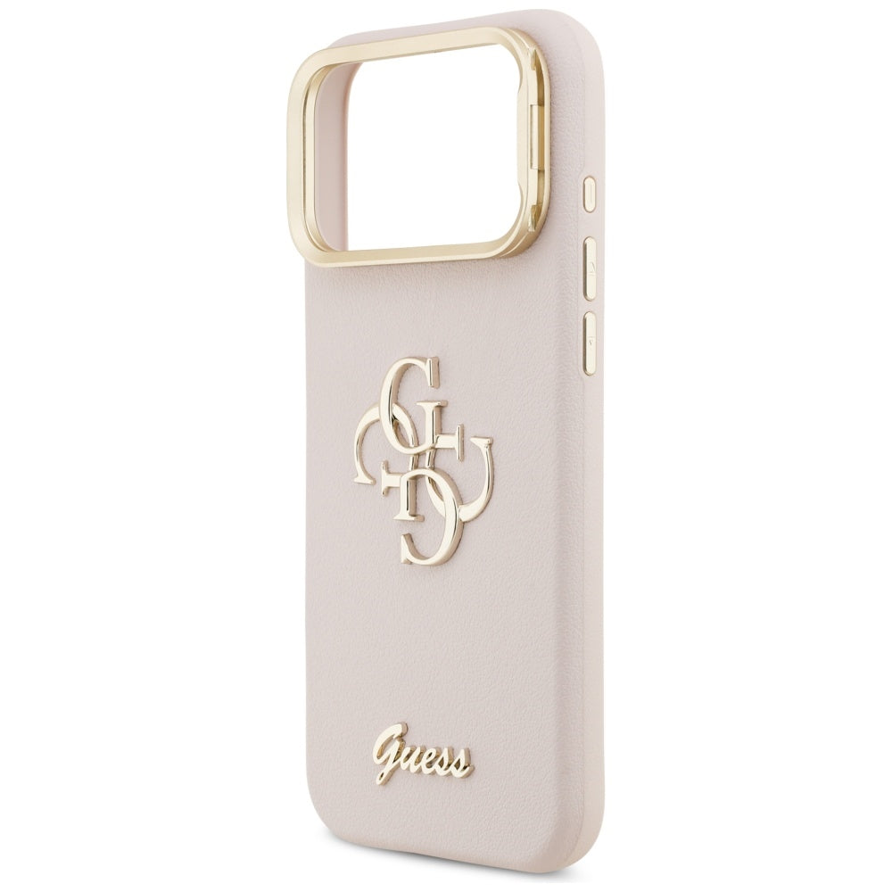 Hoes voor Apple iPhone 17 Pro, Guess, Grained Big 4G Stand Camera, Roze