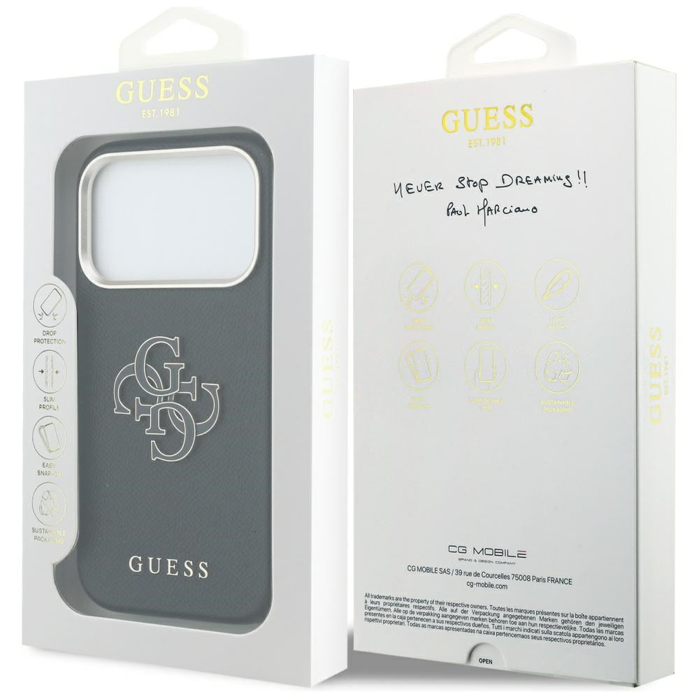Hoes voor Apple iPhone 17 Pro, Guess, Resin Logo, Zwart