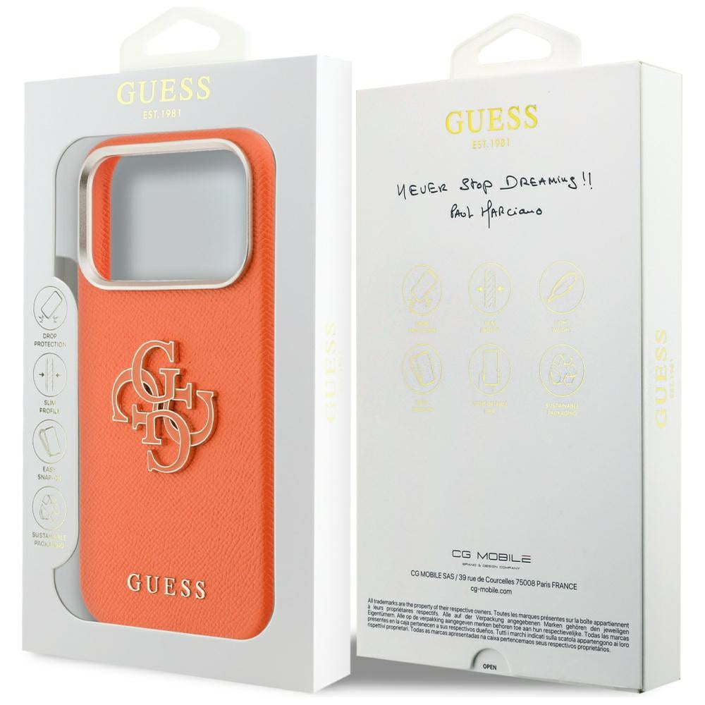 Hoes voor Apple iPhone 17 Pro, Guess, Resin Logo, Oranje
