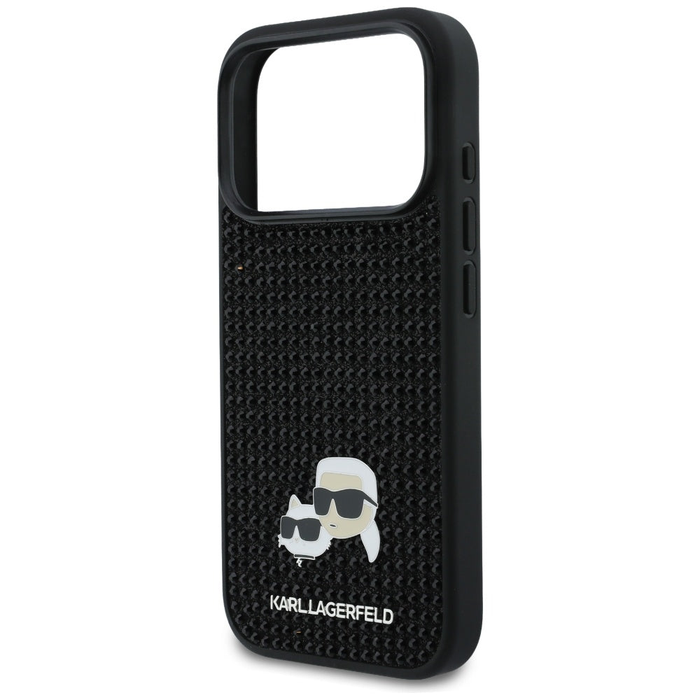 Hoes voor Apple iPhone 17 Pro, Karl Lagerfeld, Rhinestone Karl & Choupette Pins, Zwart