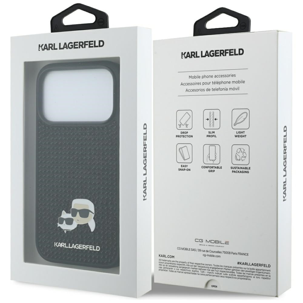 Hoes voor Apple iPhone 17 Pro, Karl Lagerfeld, Rhinestone Karl & Choupette Pins, Zwart