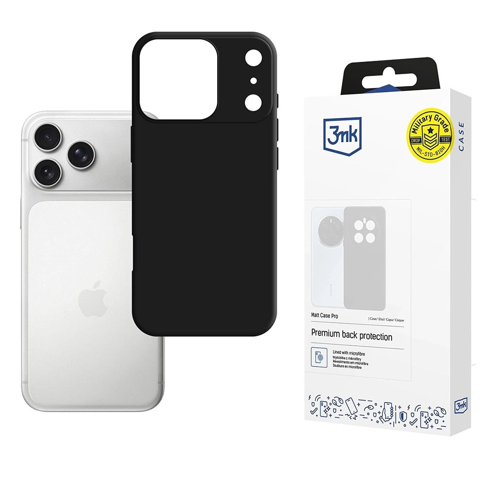 Hoesje voor Apple iPhone 17 Pro Max, 3MK, Pro, Mat Zwart