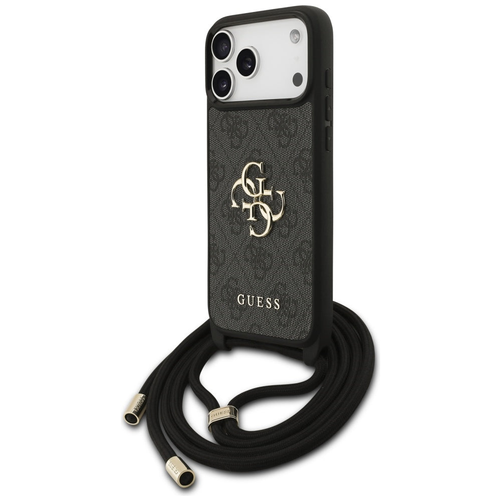 Hoes voor Apple iPhone 17 Pro Max, Guess, 4G CBDY Big Logo met Koordriem, Zwart