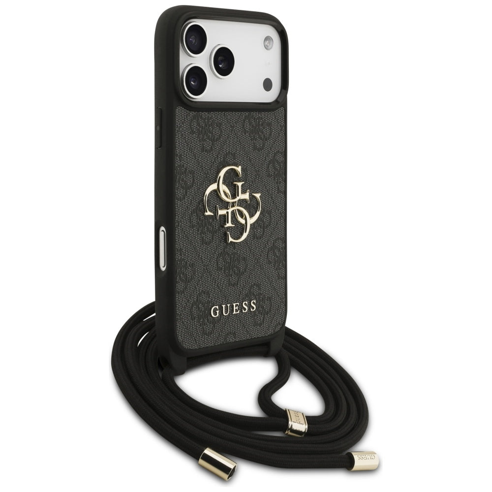 Hoes voor Apple iPhone 17 Pro Max, Guess, 4G CBDY Big Logo met Koordriem, Zwart