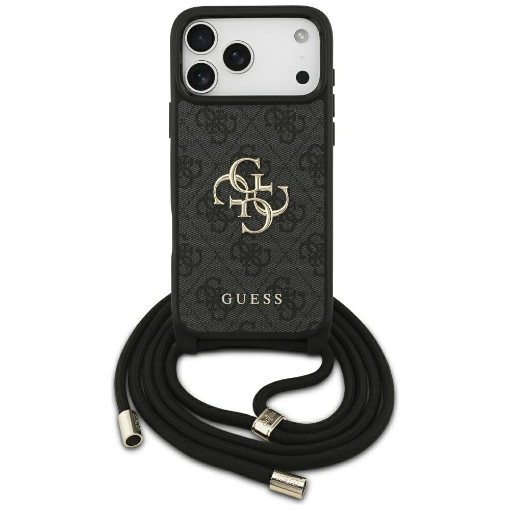 Hoes voor Apple iPhone 17 Pro Max, Guess, 4G CBDY Big Logo met Koordriem, Zwart