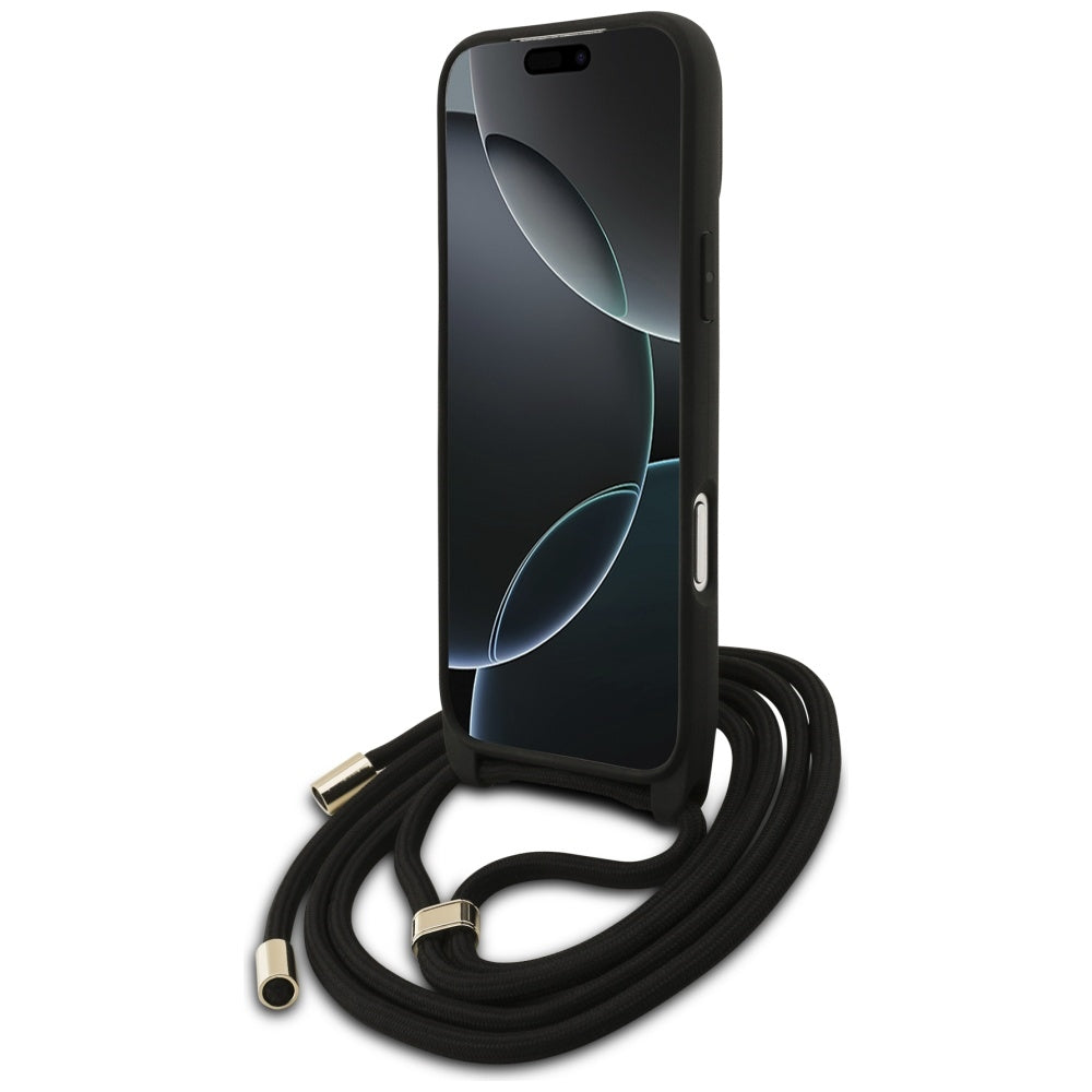 Hoes voor Apple iPhone 17 Pro Max, Guess, 4G CBDY Big Logo met Koordriem, Zwart
