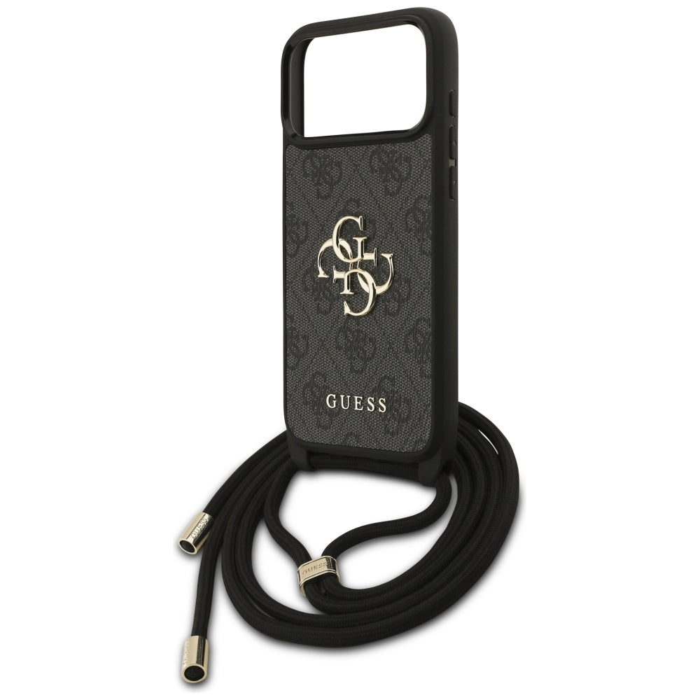 Hoes voor Apple iPhone 17 Pro Max, Guess, 4G CBDY Big Logo met Koordriem, Zwart