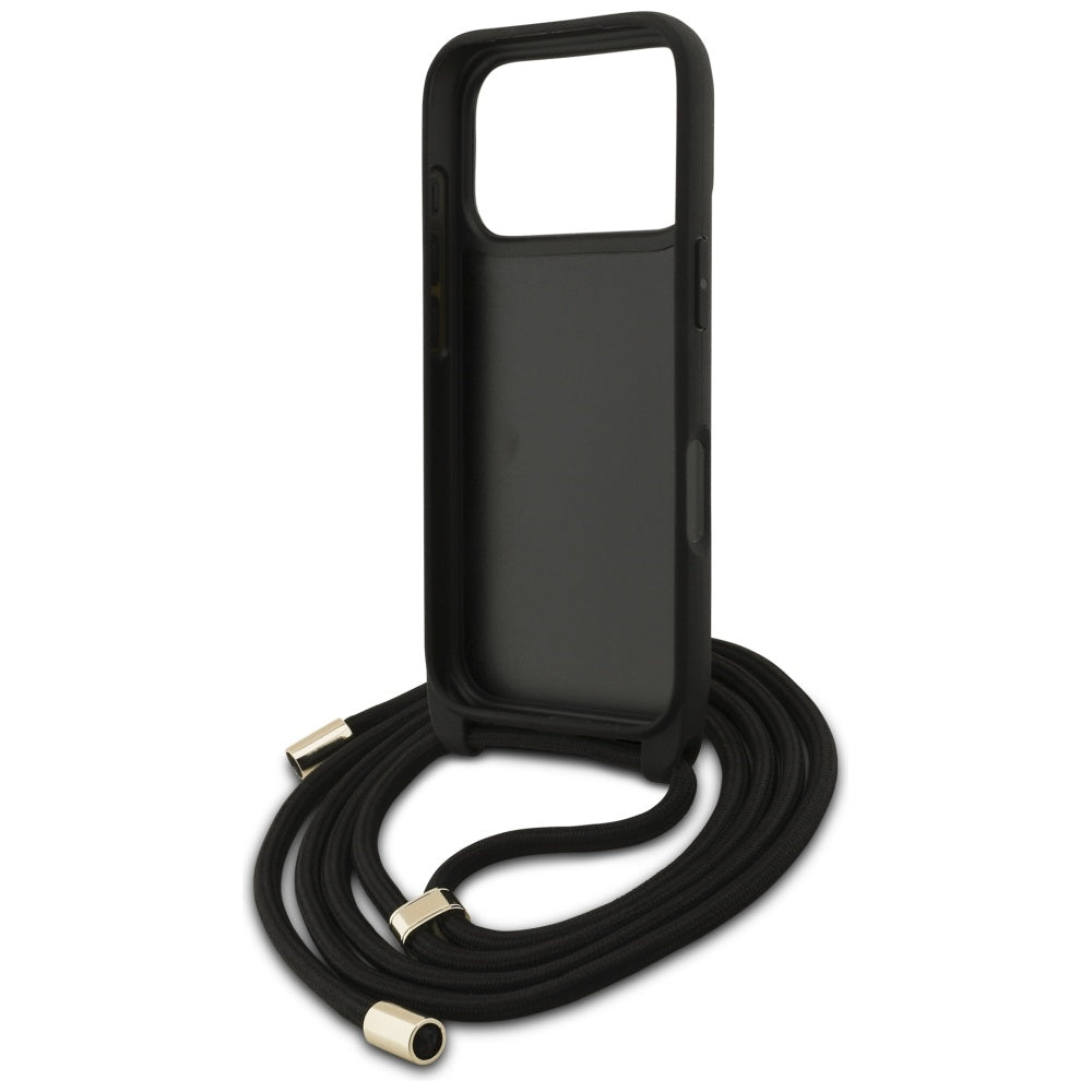Hoes voor Apple iPhone 17 Pro Max, Guess, 4G CBDY Big Logo met Koordriem, Zwart